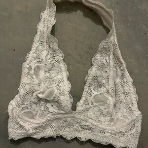 Intimately Free People Elegant Creamy White Lace Halter Bralette